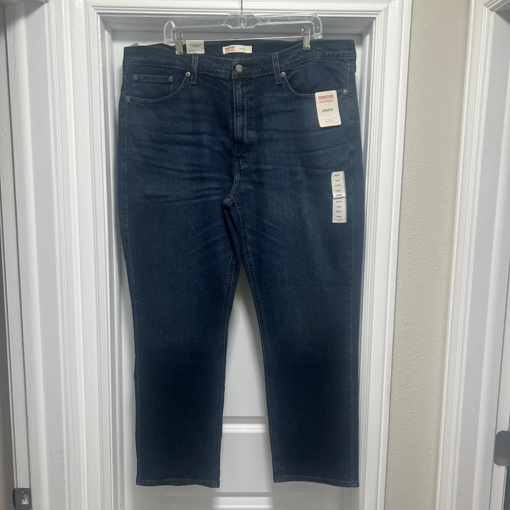 Levi Signature Athletic Fit Jeans Dark Wash Men's Stretch/Flex 40x30 Denim NWT